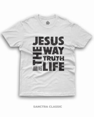 koszulka męska jesus the way biała chrześcijanska sanctra Koszulka męska Jesus the Way