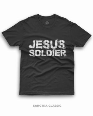 koszulka męska jesus soldier chrzescijańska sanctra czarna Koszulka męska Jesus Soldier