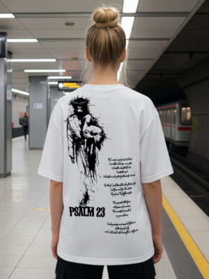 koszulka oversized tee chrześcijańska z jezusem psalm 23 m T-shirt Psalm 23